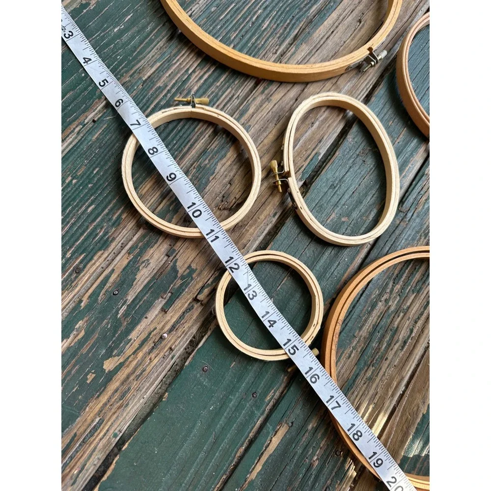 Vintage Wooden Embroidery Hoops Lot Assorted Sizes Round and Oval 7 Pieces